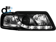 Focos delanteros luz diurna LEDS Dayline Audi A3 8L 96-00 negros R87