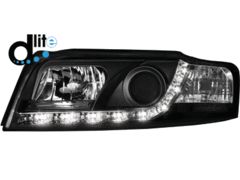 Focos delanteros luz diurna LEDS Dayline Audi A4 8E 01-04 negros R87
