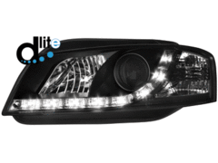 Focos delanteros luz diurna LEDS Dayline Audi A3 8P 03-08 negros R87